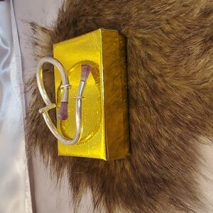 Purple Labradorite Stones  and Sterling Silver Hinged Bracelet